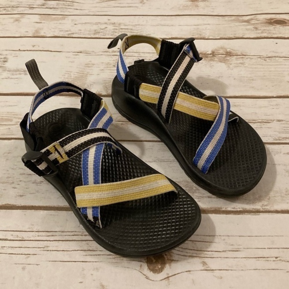 Chaco Z1 Ecotread Kids Spark Sandal Blue/Yellow Straps Size 1-US; J190021Y